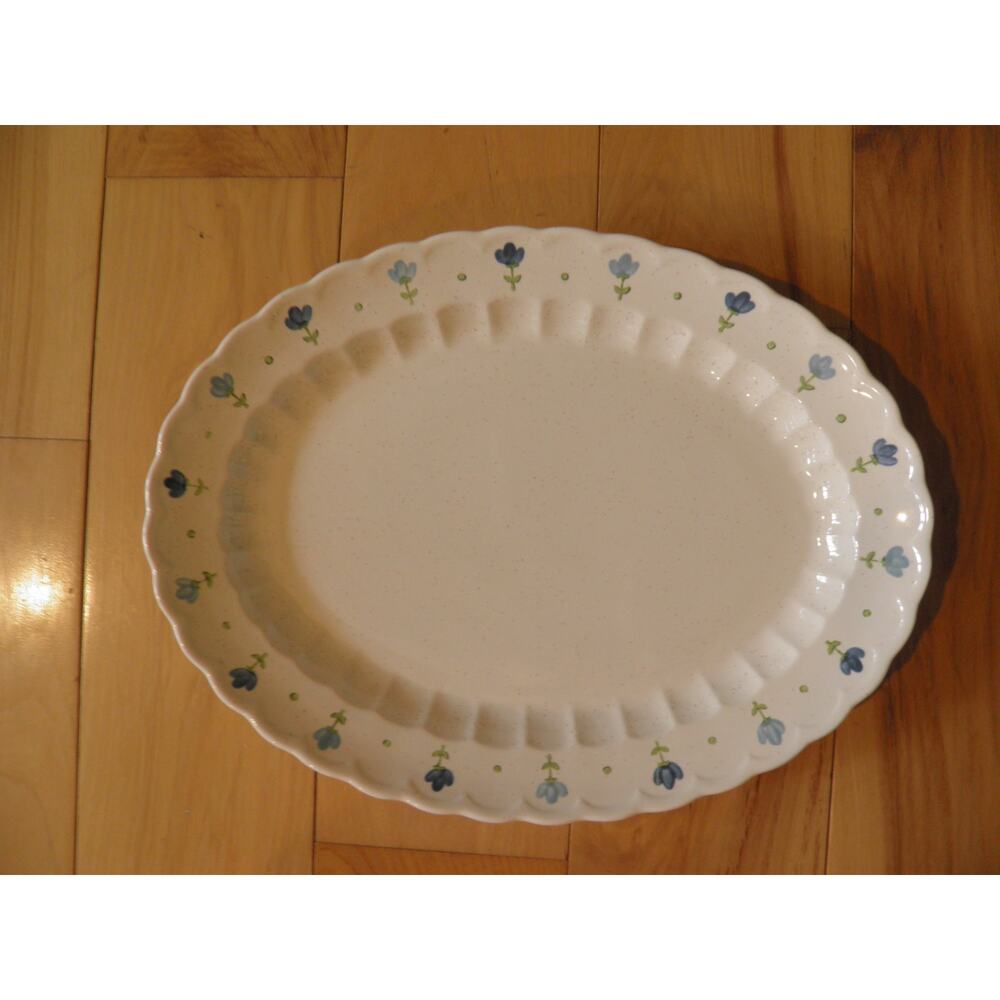 Vernon Ware by Metlox Platter 13 1/2” True Blue hand Painted Vintage